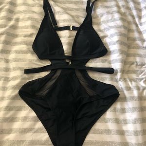 Strappy Black One Piece Suit